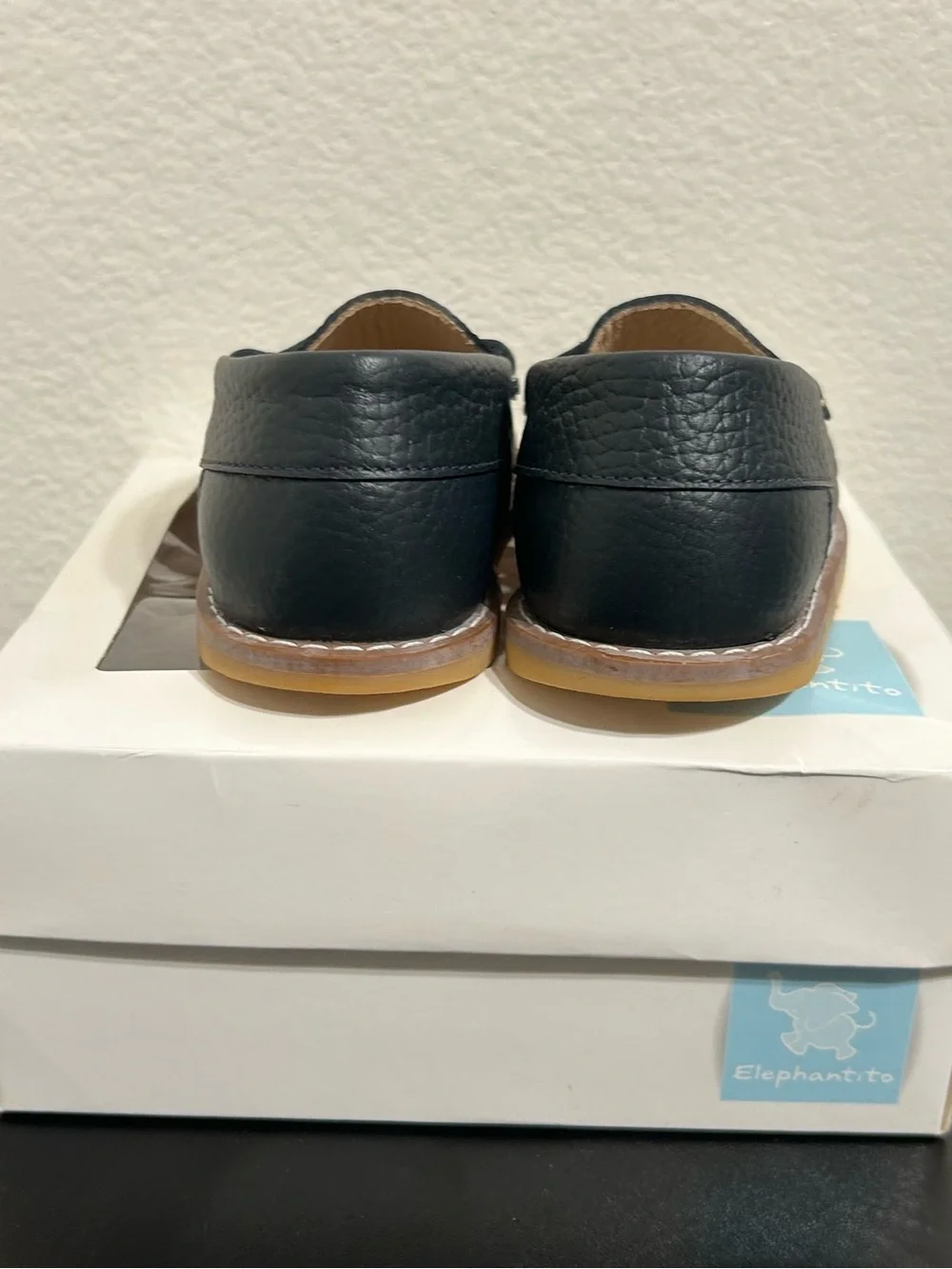 Elephantito Penny Loafers Navy Leather Boys Toddler Size 6 Slip On Dress Shoes